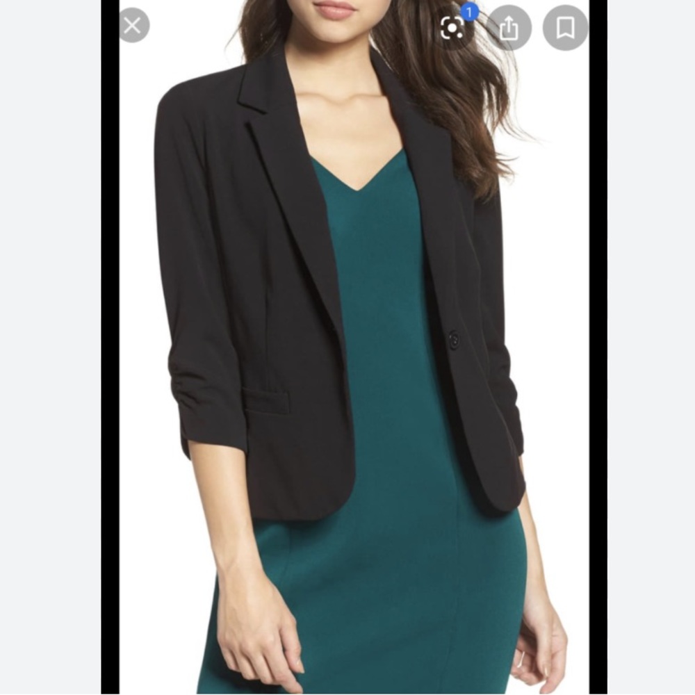 Eliza J Ruched Sleeve black Blazer size xl